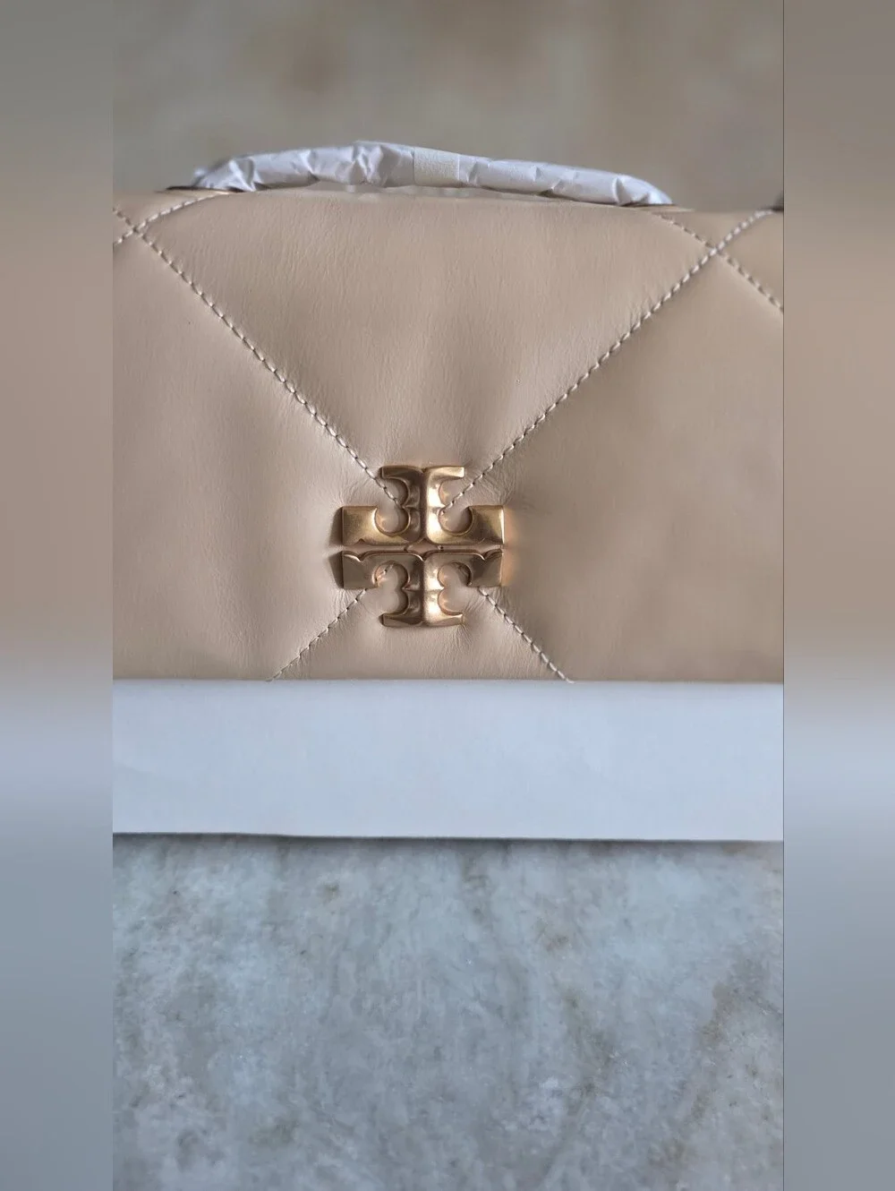 Tory Burch Small Kira Diamond Quilt Shoulder Bag Vanilla Soft Serve NWT